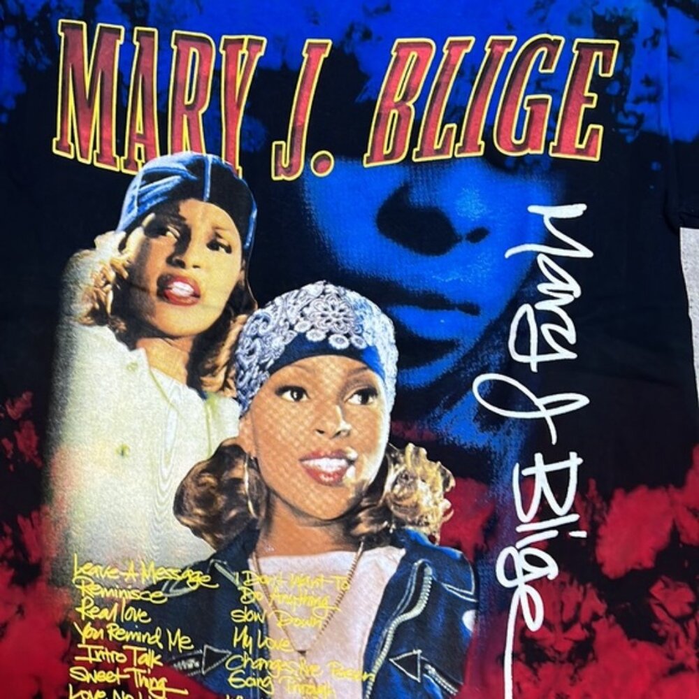 Mary J. Blinge Graphic Red Blue Unisex Tie dye Short Sleeve T-Shirt Sz M